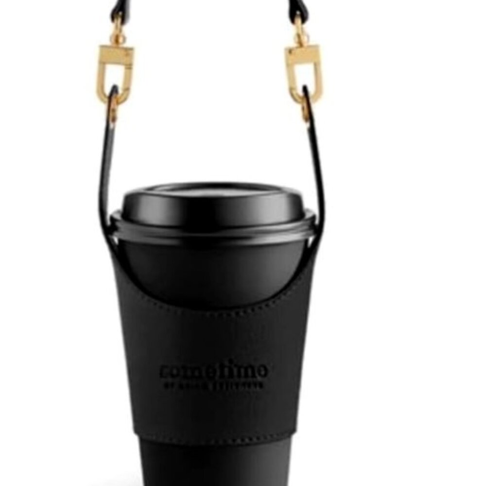 Leather Coffee Cup Holder ( Black )